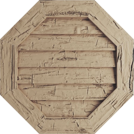 Ekena Millwork Timberthane Hand Hewn Octagonal Faux Wood Non-Functional Gable Vent, Primed Tan, 24"W x 24"H GVUROC24X24DHHPR